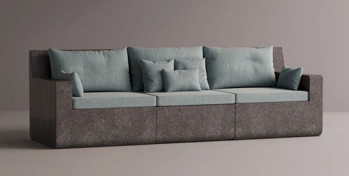 Casa Padrino Luxus Sofa Hellblau / Anthrazit 270 cm - Modulares Wetterfestes Beton Sofa