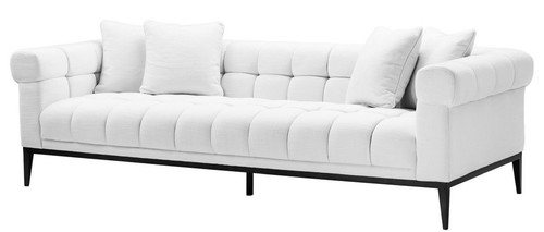 Casa Padrino Luxus Sofa Wei� / Schwarz 240 x 98 x H. 69 cm - Wohnzimmer Sofa mit 4 Kissen - Wohnzimmer M�bel - Luxus M�bel