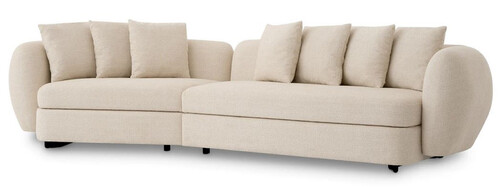 Casa Padrino Luxus Sofa Beige / Schwarz 314 x 130 x H. 68 cm - Gebogenes Wohnzimmer Sofa - Hotel Sofa - Wohnzimmer M�bel - Hotel M�bel - Luxus M�bel - Luxus Einrichtung