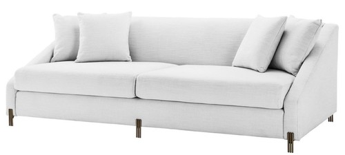 Casa Padrino Luxus Sofa Wei� / Messingfarben 223 x 94 x H. 73 cm - Wohnzimmer Sofa mit 4 Kissen - Luxus M�bel