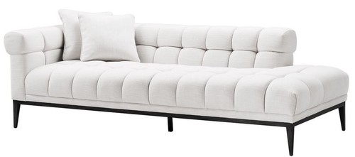 Casa Padrino Luxus Lounge Sofa Wei� / Schwarz 223 x 98 x H. 69 cm - Linksseitiges Wohnzimmer Sofa mit 2 Kissen - Luxus Qualit�t