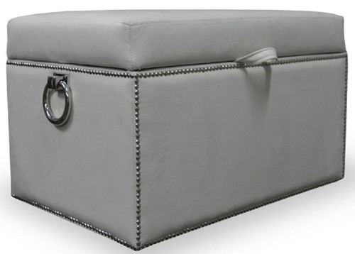 Casa Padrino Luxus Truhe mit Sitzfl�che und runden Tragegriffen 97 x 50 x H. 48 cm - Verschiedene Farben - Gepolsterte klappbare Sitzbank - Truhenbank - Luxus Qualit�t