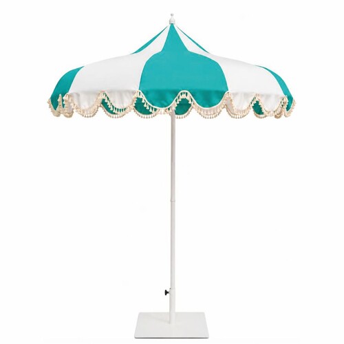 Casa Padrino Luxus Sonnenschirm Wei� / T�rkis  200 x H. 250 cm - Hotel & Garten M�bel VPP