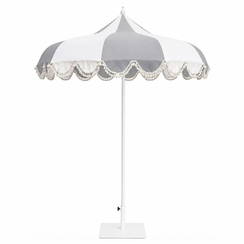 Casa Padrino Luxus Sonnenschirm Wei� / Grau  200 x H. 250 cm - Hotel & Garten M�bel VPP