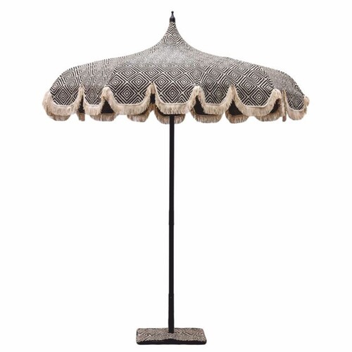 Casa Padrino Luxus Sonnenschirm im 70er Jahre Stil Schwarz / Wei� / Beige  220 x H. 240 cm - Made in Italy