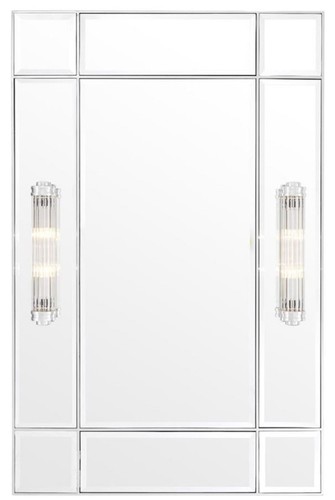 Casa Padrino Luxus Wandspiegel mit Licht Silber 90 x 13 x H. 140 cm - Luxus Qualit�t