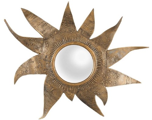 Casa Padrino Designer Konvexspiegel Vintage Messing 83 x 9 x H. 75 cm - Wohnzimmer Wandspiegel - Garderoben Spiegel - Luxus Qualit�t