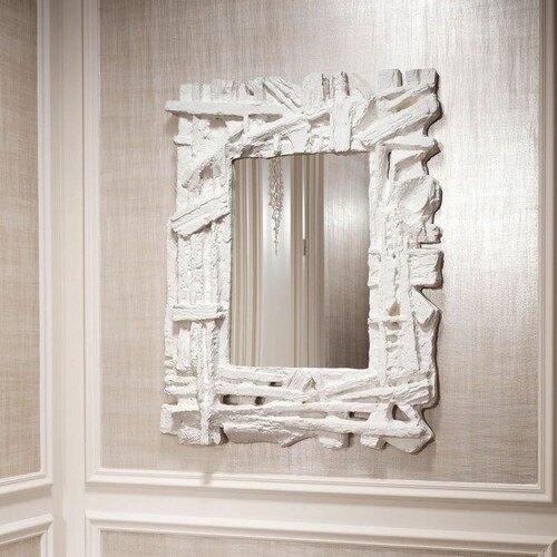 Casa Padrino Luxus Spiegel Matt Wei� 121 cm - Rechteckiger Wandspiegel - Luxus M�bel