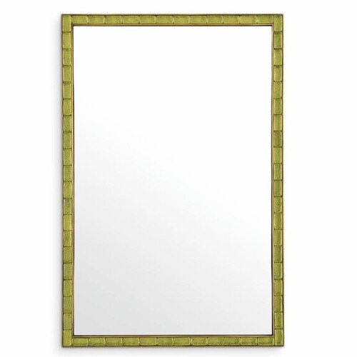 Casa Padrino Luxus Spiegel Gr�n / Vintage Messing H. 120 cm - Rechteckiger Wandspiegel