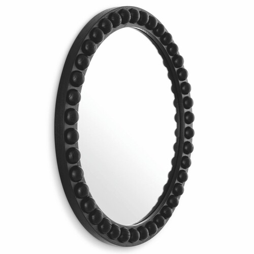 Casa Padrino Luxus Spiegel Schwarz  80 cm - Runder Luxus Wandspiegel