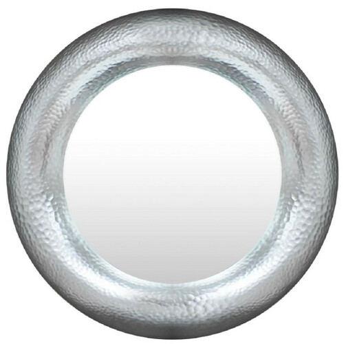 Casa Padrino Luxus Spiegel Silber  120 cm - Runder Glasfaser Wandspiegel - Wohnzimmer Spiegel - Garderoben Spiegel - Luxus Kollektion