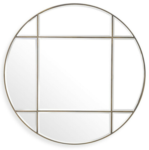 Casa Padrino Luxus Spiegel Vintage Messingfarben  110 cm - Runder Wandspiegel - Wohnzimmer Spiegel - Garderoben Spiegel - Luxus Qualit�t