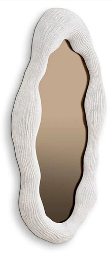 Casa Padrino Luxus Spiegel Wei� / Bronze 71 x 6 x H. 123 cm - Ovaler Designer Wandspiegel - Garderoben Spiegel - Schlafzimmer Spiegel - Luxus Qualit�t