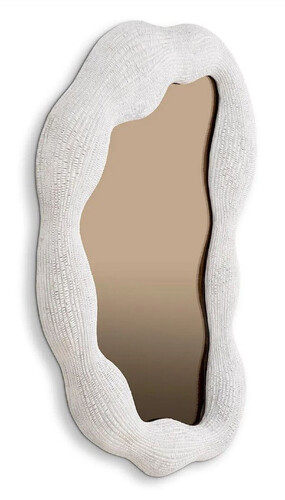 Casa Padrino Luxus Spiegel Wei� / Bronze 61 x 6 x H. 79 cm - Ovaler Designer Wandspiegel - Garderoben Spiegel - Schlafzimmer Spiegel - Luxus Qualit�t