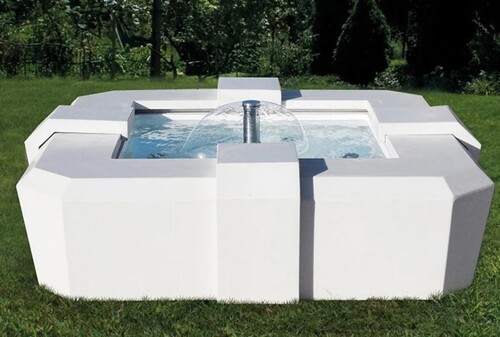 Casa Padrino Luxus Springbrunnen Wei� 130 cm - Quadratischer Gartenbrunnen