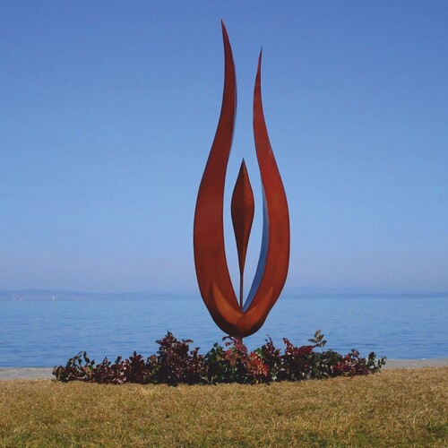 Casa Padrino Luxus Stahl Skulptur Rost H. 230 cm - Metall Garten Deko