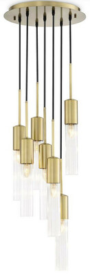 Casa Padrino Luxus Kronleuchter Antik Messingfarben  40 x H. 160 cm - Runder Hotel & Restaurant Kronleuchter - Luxus Qualit�t