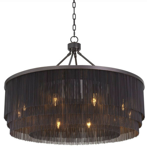 Casa Padrino Luxus Stahl Kronleuchter Bronzefarben  90 x H. 61 cm - Runder Hotel & Restaurant Kronleuchter - Luxus Qualit�t