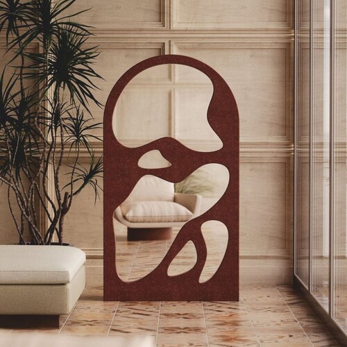 Casa Padrino Luxus Gussbeton Standspiegel Braun 110 x H. 200 cm - Hotel & Garten M�bel