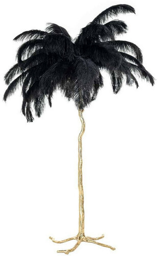 Casa Padrino Luxus Stehleuchte Palme Schwarz / Gold 110 x 110 x H. 175 cm - Moderne Stehlampe im Palmen Design - Luxus Leuchten - Luxus Qualit�t