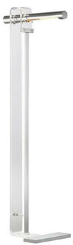 Casa Padrino Designer LED Stehleuchte Silber 37,5 x 25,4 x H. 111,8 cm - Moderne Stehlampe - Wohnzimmer Lampe - Luxus Qualit�t