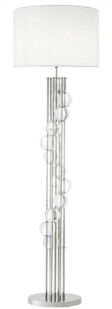 Casa Padrino Luxus Stehleuchte Silber / Wei�  48 x H. 176 cm - Designer Lampe mit Kristallglas - Luxus Wohnzimmer Lampe