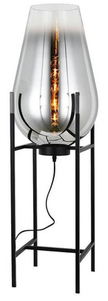 Casa Padrino Luxus Stehleuchte Silber / Schwarz 30 x 30 x H. 97 cm - Metall Stehleuchte mit Glas Lampenschirm - Luxus Stehleuchten - Luxus Leuchten - Luxus Interior