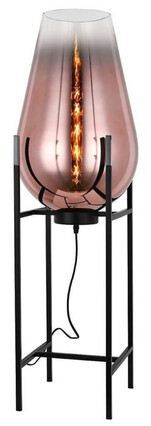 Casa Padrino Luxus Stehleuchte Kupfer / Schwarz 30 x 30 x H. 97 cm - Metall Stehleuchte mit Glas Lampenschirm - Luxus Stehleuchten - Luxus Leuchten - Luxus Interior