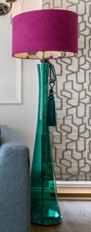 Casa Padrino Luxus Stehleuchte Gr�n / Lila  40 x H. 165 cm - Runde Glas Stehleuchte mit Lampenschirm - Luxus Stehleuchten - Luxus Leuchten - Luxus Interior