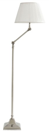 Casa Padrino Luxus Stehleuchte mit Schwenkarm Silber / Wei�  30 x H. 115-143 cm - H�henverstellbare Wohnzimmer Lampe