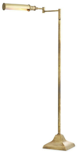 Casa Padrino Luxus Stehleuchte Vintage Messingfarben 18 x H. 102-136 cm - H�henverstellbare Stehleuchte mit Schwenkarm - Luxus Kollektion