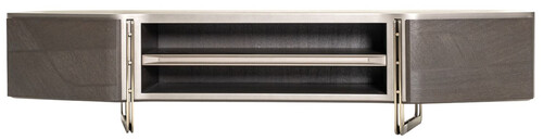 Casa Padrino Luxus TV Schrank Grau / Silber 250 x 50 x H. 55 cm - Massivholz Sideboard mit 2 T�ren - Wohnzimmer M�bel - Luxus M�bel - Luxus Einrichtung