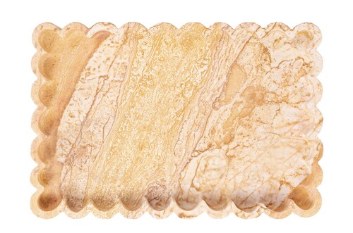 Casa Padrino Luxus Tablett Mehrfarbig 30 x 20 x H. 4 cm - Rechteckiges Tablett Petal aus hochwertigem Sandstein - Luxus Deko Accessoires