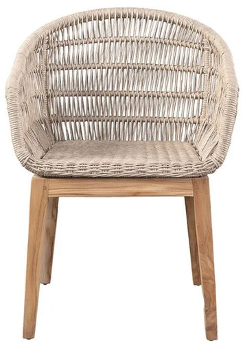 Casa Padrino Luxus Esszimmer Stuhl Grau / Naturfarben 60 x 60 x H. 80 cm - Luxus Garten Stuhl mit edlem Rattangeflecht - Esszimmer M�bel - Garten M�bel - Rattan M�bel - Luxus M�bel