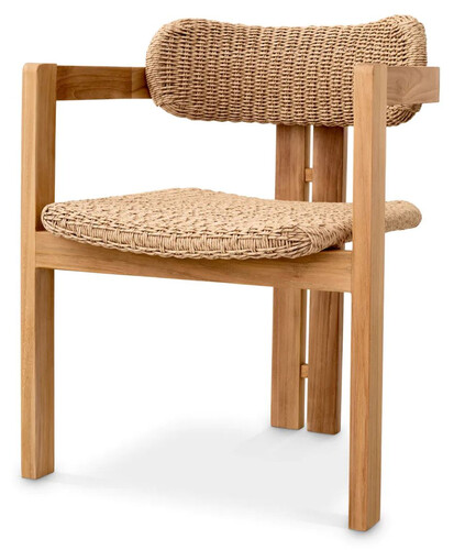 Casa Padrino Luxus Teakholz Esszimmer Stuhl mit Armlehnen Naturfarben 60 x 53 x H. 77 cm - Garten Stuhl - Terrassen Stuhl - Garten M�bel - Esszimmer M�bel - Luxus Teakholz M�bel