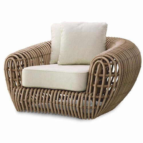 Casa Padrino Luxus Garten Sessel Braun / Sandfarben 120,5 cm - Garten & Hotel M�bel