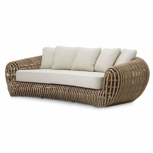 Casa Padrino Luxus Garten Sofa Braun / Sandfarben 229,5 cm - Garten & Hotel M�bel