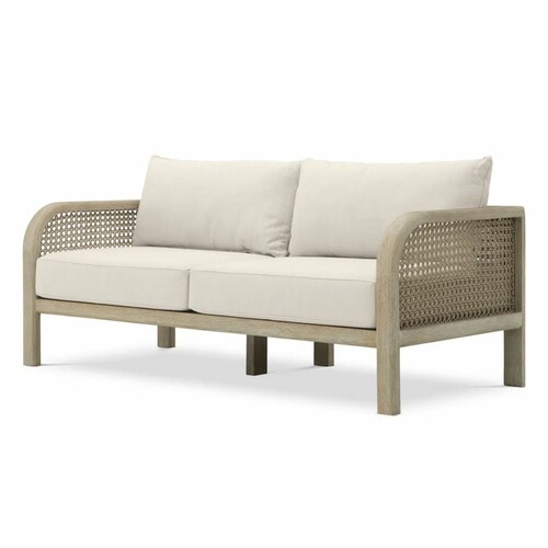 Casa Padrino Luxus Teakholz Garten Sofa Sandfarben / Beige 194 cm - Garten M�bel