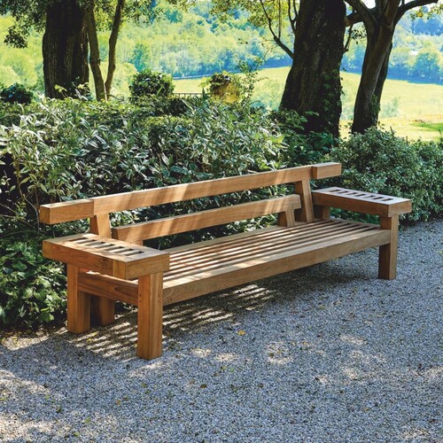 Casa Padrino Luxus Teakholz Gartenbank Braun 265 cm - Teakholz Garten M�bel