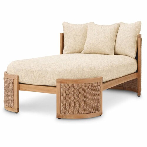 Casa Padrino Luxus Gartenliege Naturfarben 162 cm - Luxus Poolliege - Luxus Sonnenliege - Hotel M�bel - Garten M�bel