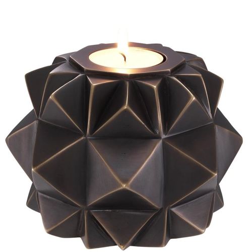 Casa Padrino Luxus Messing Teelichthalter Bronze  13 x H. 9 cm - Deko Accessoires