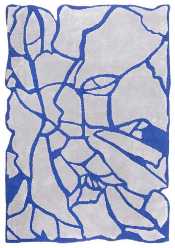 Casa Padrino Luxus Teppich Grau / Blau 160 x 230 cm - Rechteckiger Wohnzimmer Teppich - Moderner Schlafzimmer Teppich - Luxus Interior - Luxus Qualit�t