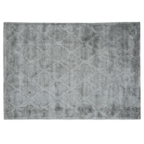 Casa Padrino Luxus Teppich Grau 200 x 280 cm - Ornamentmuster in Hoch-Tief-Optik