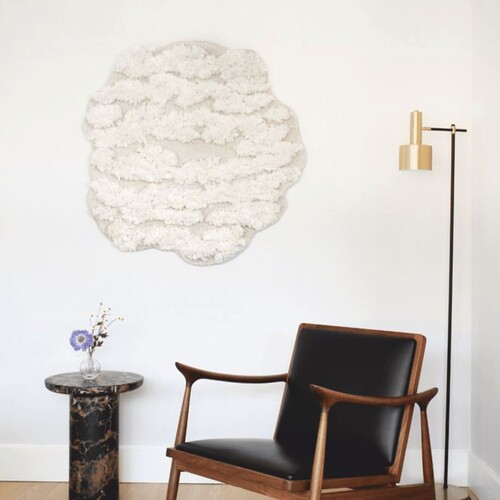 Casa Padrino Luxus Wandteppich Wei� 100 cm - Luxus Wanddeko Accessoires