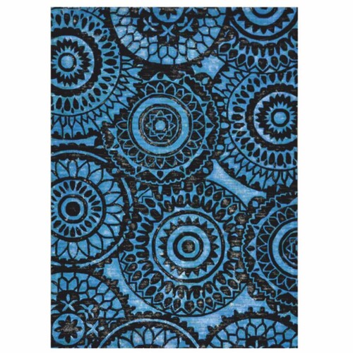 Casa Padrino Luxus Teppich Blau / Schwarz 300 x 200 cm - Rechteckiger Wollteppich - Wohnzimmer Teppich - Hotel Teppich