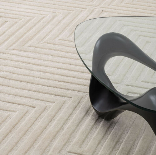 Casa Padrino Luxus Wohnzimmer Woll Teppich Elfenbeinfarben - Verschiedene Gren - Handgetufteter Baumwoll Teppich - Wohnzimmer Deko