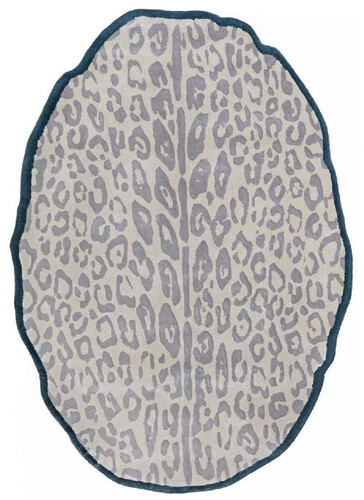 Casa Padrino Luxus Viskose Teppich mit Leoparden Design Grau / Creme / Schwarz 160 x 230 cm - Ovaler Wohnzimmer Teppich - Moderner Schlafzimmer Teppich - Luxus Interior - Luxus Qualit�t