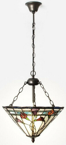 Casa Padrino Luxus Tiffany H�ngeleuchte Mehrfarbig  40 cm - Art Deco Tiffany H�ngelampe - Wohnzimmer H�ngeleuchte - Deko H�ngeleuchte - Luxus Tiffany Leuchten - Art Deco Leuchten