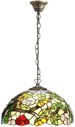 Casa Padrino Luxus Tiffany H�ngeleuchte Mehrfarbig  40 x H. 97 cm - Art Deco Tiffany H�ngelampe - Wohnzimmer H�ngeleuchte - Deko H�ngeleuchte - Luxus Tiffany Leuchten - Art Deco Leuchten