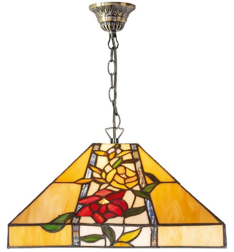 Casa Padrino Luxus Tiffany H�ngeleuchte Mehrfarbig 40 x 40 x H. 85 cm - Tiffany Pendelleuchte mit Blumendesign und handgefertigtem Glas Lampenschirm